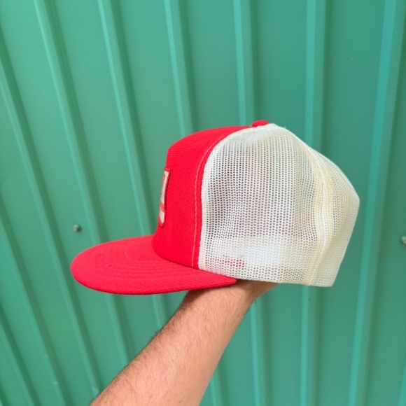 Vintage WELDING SPRING SHOP TIMMINS ONTARIO Patch Trucker Hat snapbacl mesh red - Picture 5 of 6
